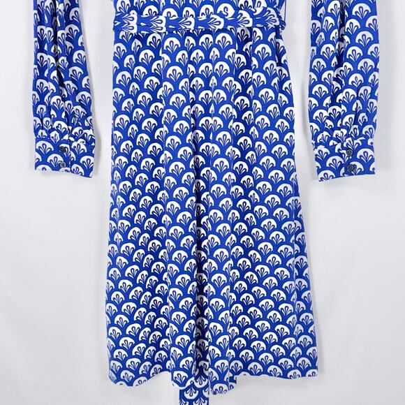 Boden Dress Women’s Julia Long Sleeve Knit Shirtdress Size 8 Blue Geometric - Picture 9 of 15